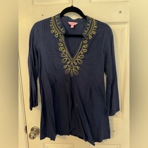 Navy with gold beads Lilly Pulitzer Sarasota tunic
